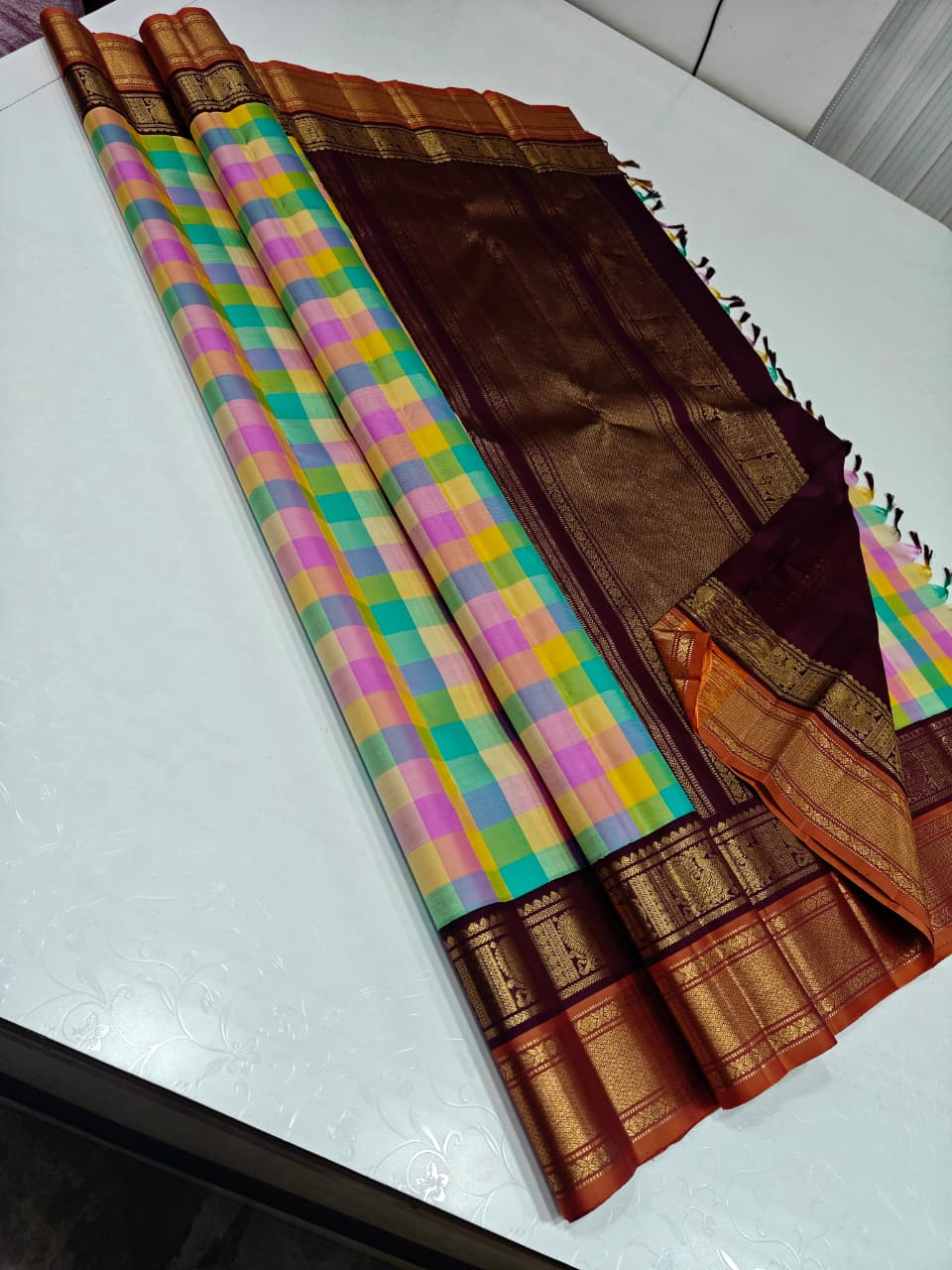 Turquoise Kanchipuram Silk Saree